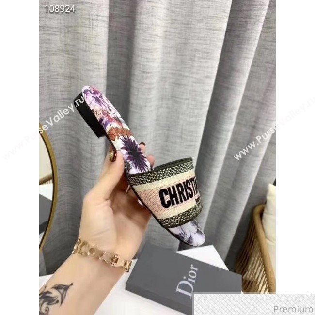 Dior Dway Embroidered Cotton Flat Slide Sandals Purple 2019 (LEG-9031162)