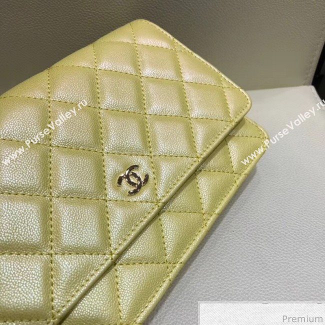 Chanel Iridescent Grained Calfskin Wallet on Chain WOC AP0315 Yellow 2019 (SMJD-9041123)