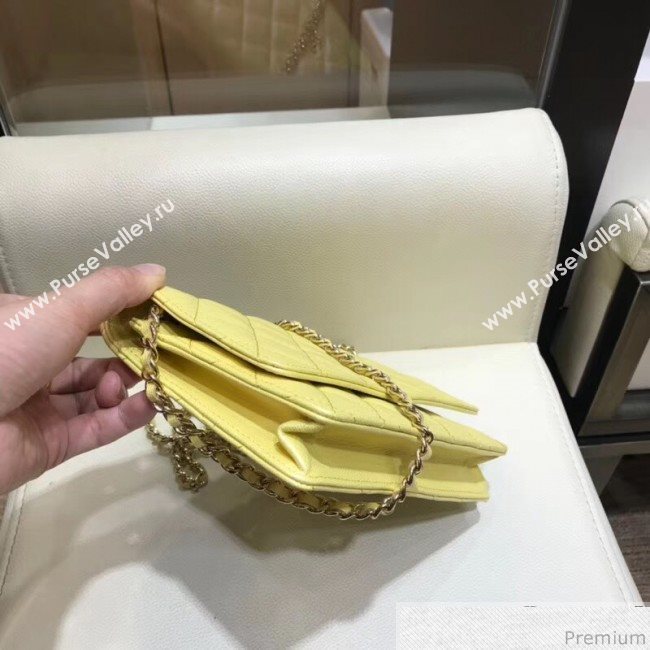 Chanel Iridescent Grained Calfskin Wallet on Chain WOC AP0315 Yellow 2019 (SMJD-9041123)