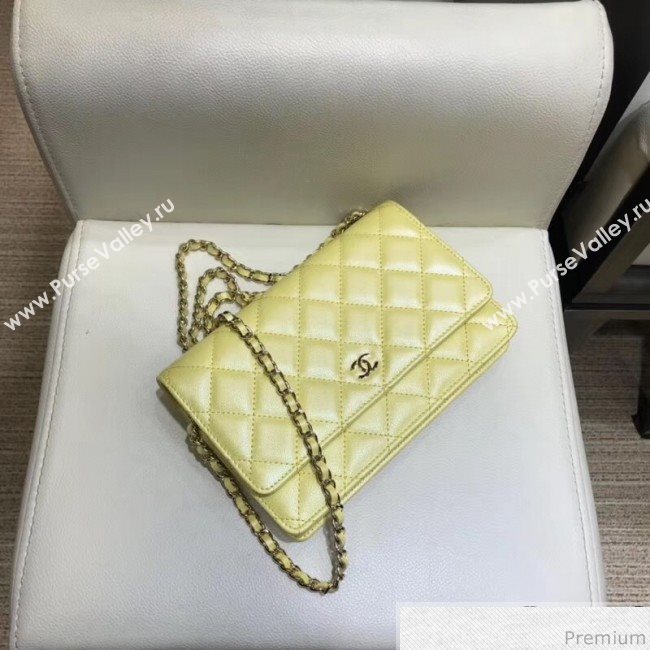 Chanel Iridescent Grained Calfskin Wallet on Chain WOC AP0315 Yellow 2019 (SMJD-9041123)