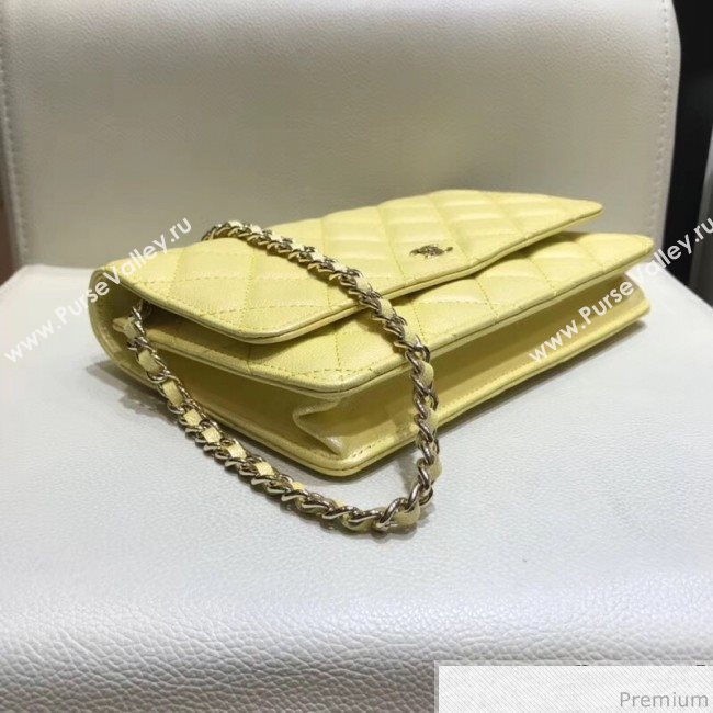 Chanel Iridescent Grained Calfskin Wallet on Chain WOC AP0315 Yellow 2019 (SMJD-9041123)
