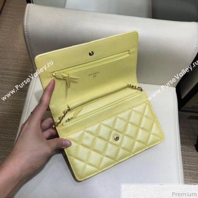 Chanel Iridescent Grained Calfskin Wallet on Chain WOC AP0315 Yellow 2019 (SMJD-9041123)