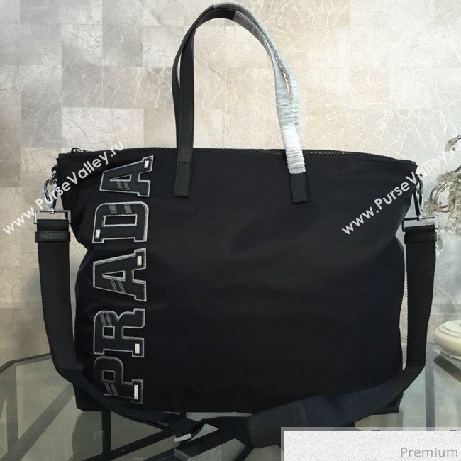 Prada Nylon Logo Top Handle Bag 2VG024 Black/Grey 2019 (NANA-9030721)