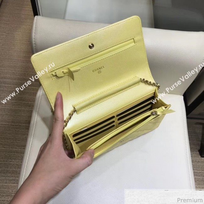 Chanel Iridescent Grained Calfskin Wallet on Chain WOC AP0315 Yellow 2019 (SMJD-9041123)