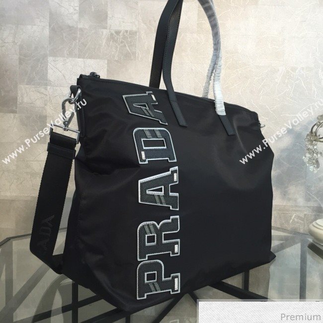 Prada Nylon Logo Top Handle Bag 2VG024 Black/Grey 2019 (NANA-9030721)