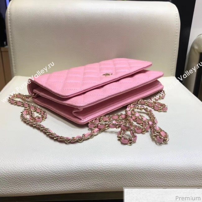 Chanel Iridescent Grained Calfskin Wallet on Chain WOC AP0315 Pink 2019 (SMJD-9041124)