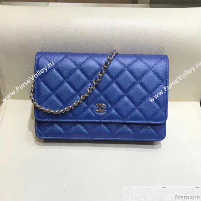 Chanel Iridescent Grained Calfskin Wallet on Chain WOC AP0315 Blue 2019 (SMJD-9041125)