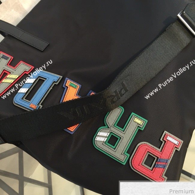 Prada Nylon Logo Top Handle Bag 2VG024 Black/Multicolor 2019 (NANA-9030722)