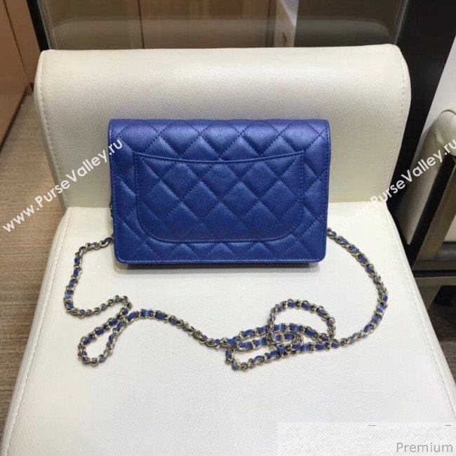 Chanel Iridescent Grained Calfskin Wallet on Chain WOC AP0315 Blue 2019 (SMJD-9041125)