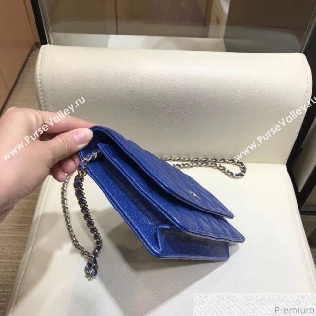 Chanel Iridescent Grained Calfskin Wallet on Chain WOC AP0315 Blue 2019 (SMJD-9041125)
