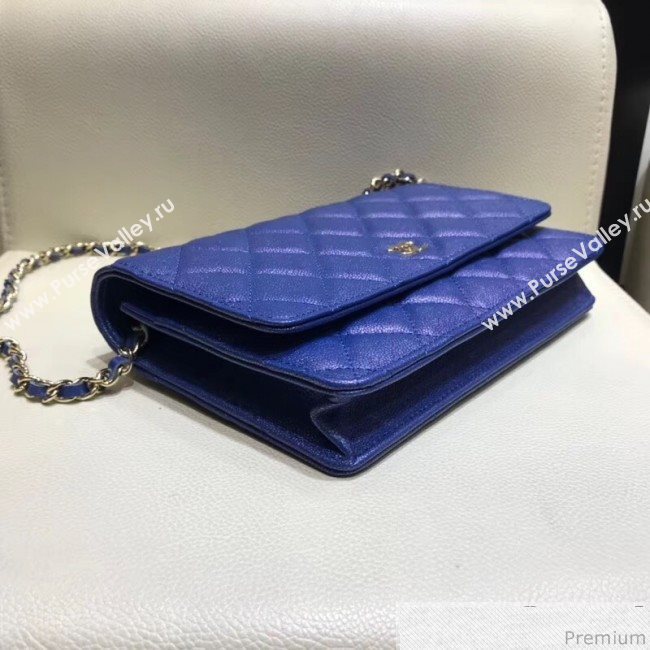 Chanel Iridescent Grained Calfskin Wallet on Chain WOC AP0315 Blue 2019 (SMJD-9041125)