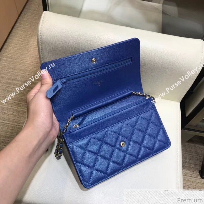 Chanel Iridescent Grained Calfskin Wallet on Chain WOC AP0315 Blue 2019 (SMJD-9041125)