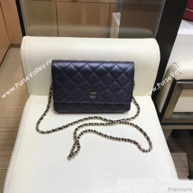 Chanel Iridescent Grained Calfskin Wallet on Chain WOC AP0315 Black 2019 (SMJD-9041126)