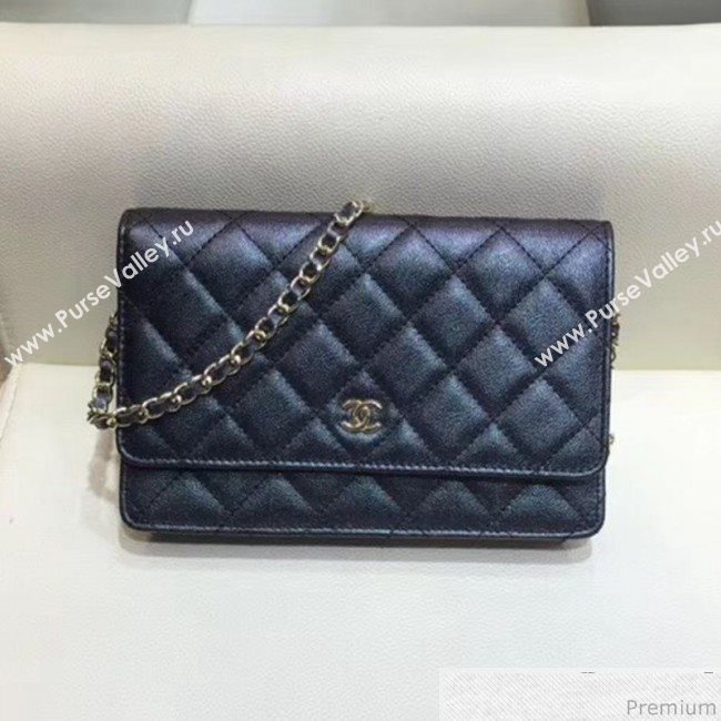 Chanel Iridescent Grained Calfskin Wallet on Chain WOC AP0315 Black 2019 (SMJD-9041126)