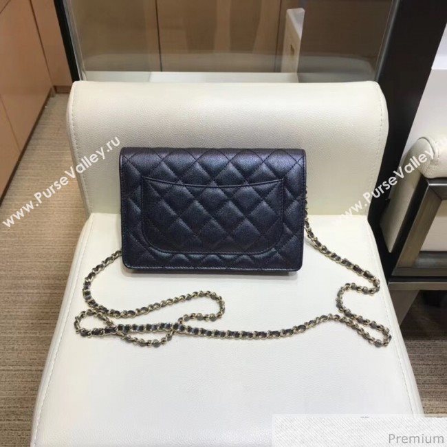 Chanel Iridescent Grained Calfskin Wallet on Chain WOC AP0315 Black 2019 (SMJD-9041126)