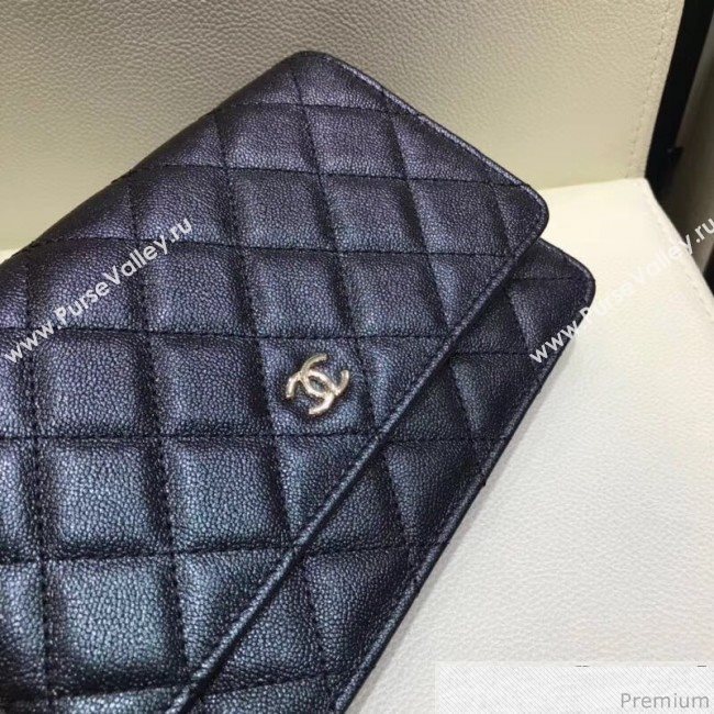 Chanel Iridescent Grained Calfskin Wallet on Chain WOC AP0315 Black 2019 (SMJD-9041126)