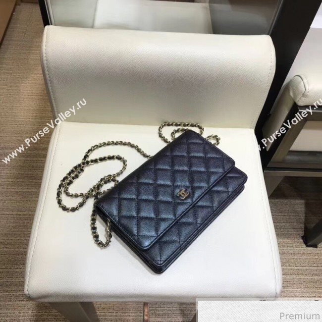 Chanel Iridescent Grained Calfskin Wallet on Chain WOC AP0315 Black 2019 (SMJD-9041126)