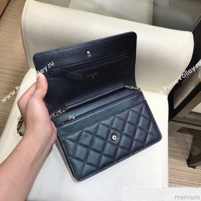 Chanel Iridescent Grained Calfskin Wallet on Chain WOC AP0315 Black 2019 (SMJD-9041126)