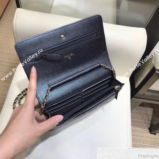 Chanel Iridescent Grained Calfskin Wallet on Chain WOC AP0315 Black 2019 (SMJD-9041126)