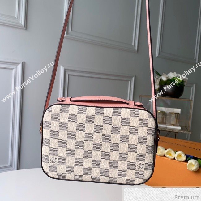 Louis Vuitton Saintonge Top Handle Bag N40155 Damier Azur Canvas/Pink 2019 (KD-9041135)