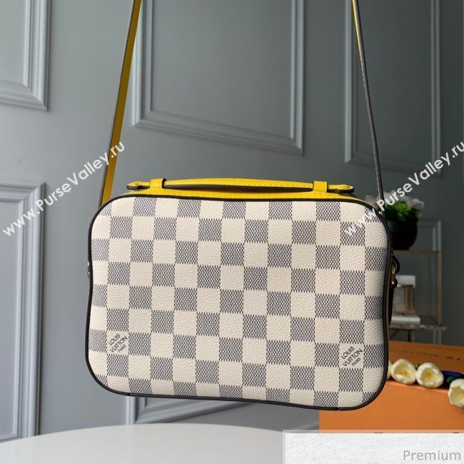 Louis Vuitton Saintonge Top Handle Bag N40154 Damier Azur Canvas/Yellow 2019 (KD-9041136)