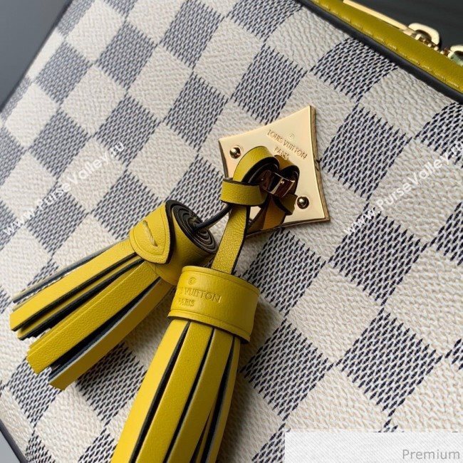 Louis Vuitton Saintonge Top Handle Bag N40154 Damier Azur Canvas/Yellow 2019 (KD-9041136)