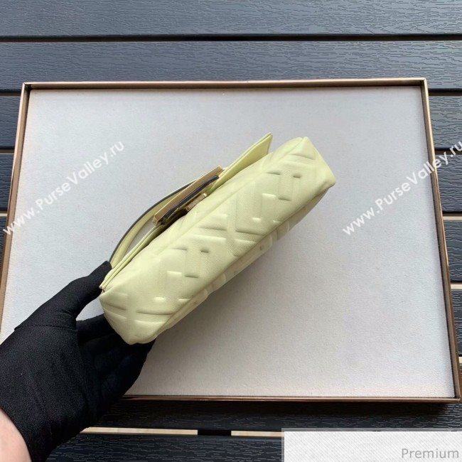 Fendi Baguette Mini FF Logo Lambskin Flap Bag Light Yellow 2019 (CL-9030866)