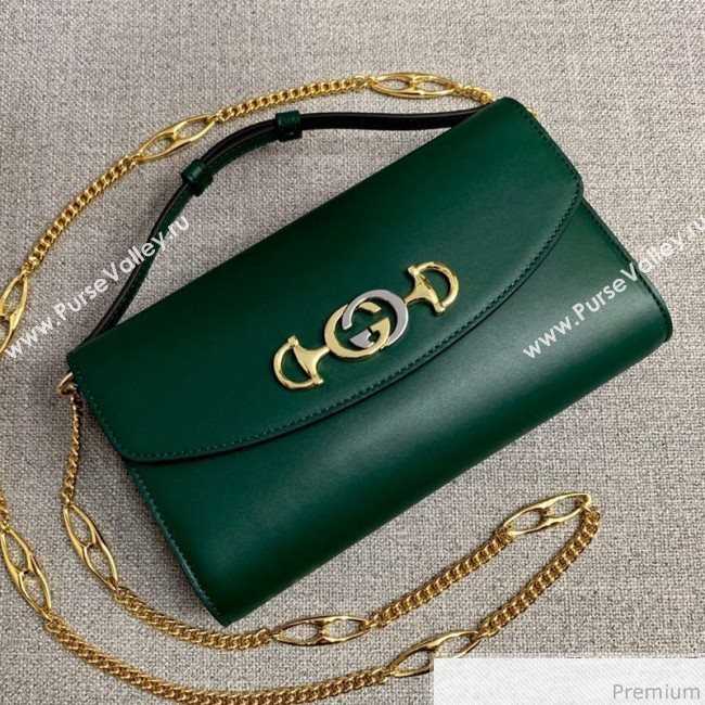 Gucci Zumi Smooth Leather Small Shoulder Bag 572375 Green 2019 (PYQ-9041212)