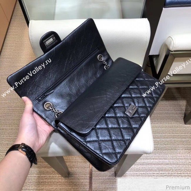 Chanel Aged Calfskin 2.55 Reissue Medium Flap Bag A37587 Black/Silver (ANGW-9040869)