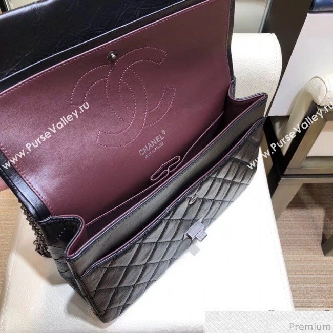 Chanel Aged Calfskin 2.55 Reissue Medium Flap Bag A37587 Black/Silver (ANGW-9040869)