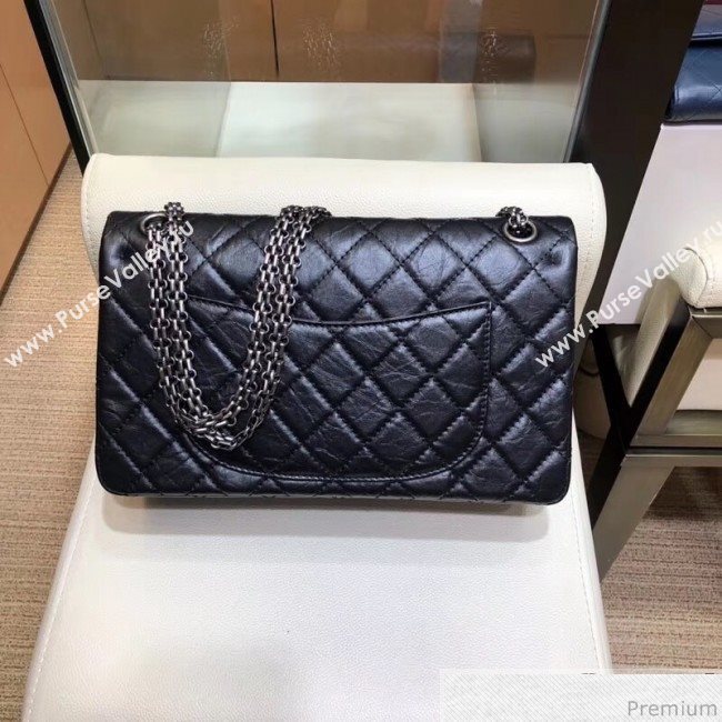 Chanel Aged Calfskin 2.55 Reissue Medium Flap Bag A37587 Black/Silver (ANGW-9040869)