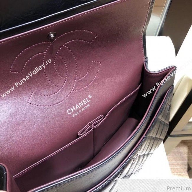 Chanel Aged Calfskin 2.55 Reissue Medium Flap Bag A37587 Black/Silver (ANGW-9040869)