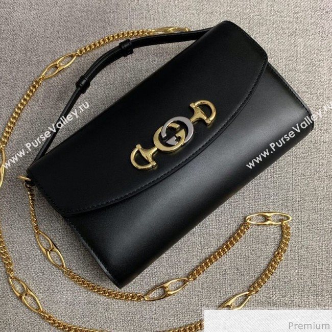 Gucci Zumi Smooth Leather Small Shoulder Bag 572375 Black 2019 (PYQ-9041215)