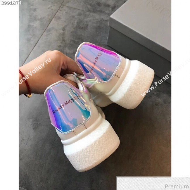 Alexander McQueen Oversized Sneaker with Neon Back White/Purple(For Man and Woman) (EM-9030922)