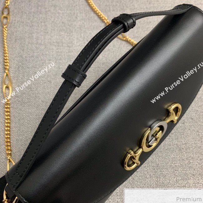 Gucci Zumi Smooth Leather Small Shoulder Bag 572375 Black 2019 (PYQ-9041215)