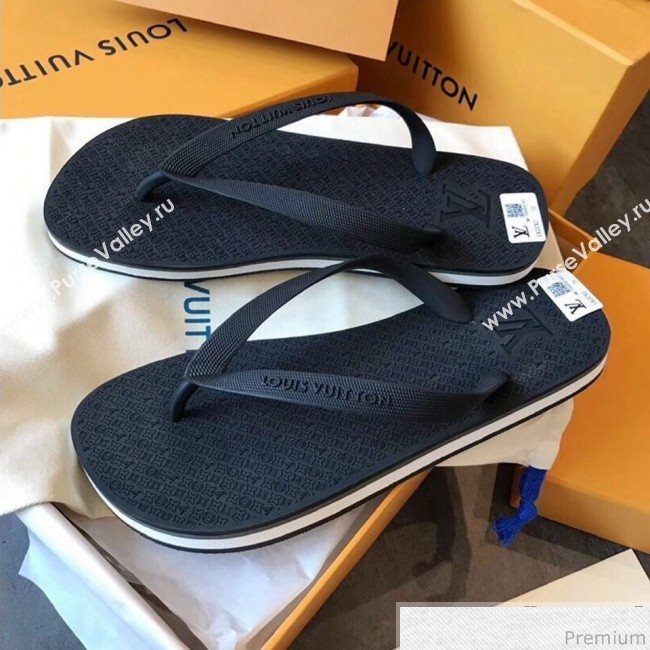 Louis Vuitton Mens Molitor Thong Sandals on Monogram Insock 1A2CX2 Black 2019 (EM-9030926)