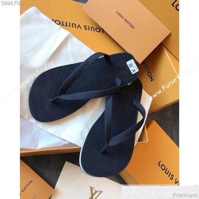 Louis Vuitton Mens Molitor Thong Sandals on Monogram Insock 1A2CX2 Black 2019 (EM-9030926)