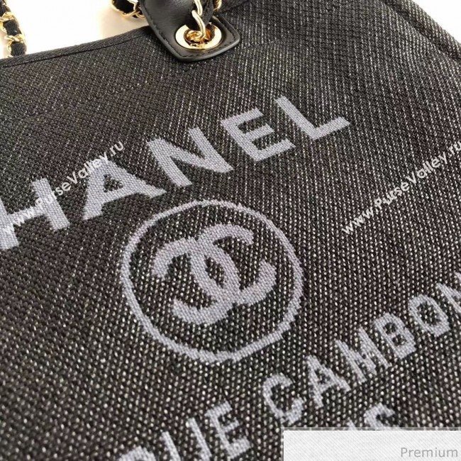 Chanel Toile Large Deauville Canvas Shopping Bag Black 2019 (YD-9040473)