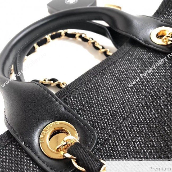 Chanel Toile Large Deauville Canvas Shopping Bag Black 2019 (YD-9040473)