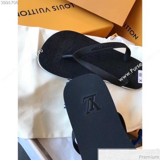 Louis Vuitton Mens Molitor Thong Sandals on Monogram Insock 1A2CX2 Black 2019 (EM-9030926)