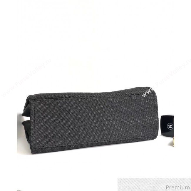 Chanel Toile Large Deauville Canvas Shopping Bag Black 2019 (YD-9040473)