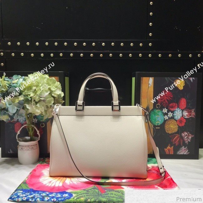 Gucci Zumi Grainy Leather Medium Top Handle Bag ‎564714 White 2019 (JM-9041217)