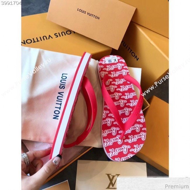Louis Vuitton Mens Molitor Thong Sandals on Monogram Insock 1A45V3 Red 2019 (EM-9030928)