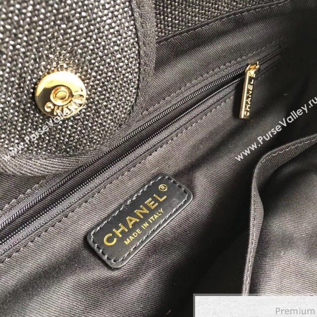 Chanel Toile Large Deauville Canvas Shopping Bag Black 2019 (YD-9040473)