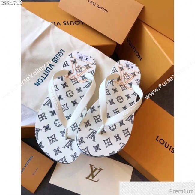 Louis Vuitton Mens Molitor Thong Sandals on Monogram Insock 1A45V3 White/Black 2019 (EM-9030924)
