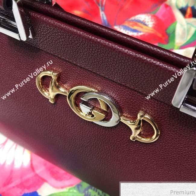 Gucci Zumi Grainy Leather Medium Top Handle Bag ‎564714 Burgundy 2019 (JM-9041219)