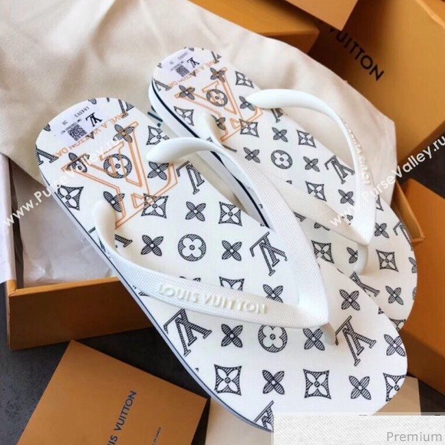 Louis Vuitton Mens Molitor Thong Sandals on Monogram Insock 1A45V3 White/Black 2019 (EM-9030924)