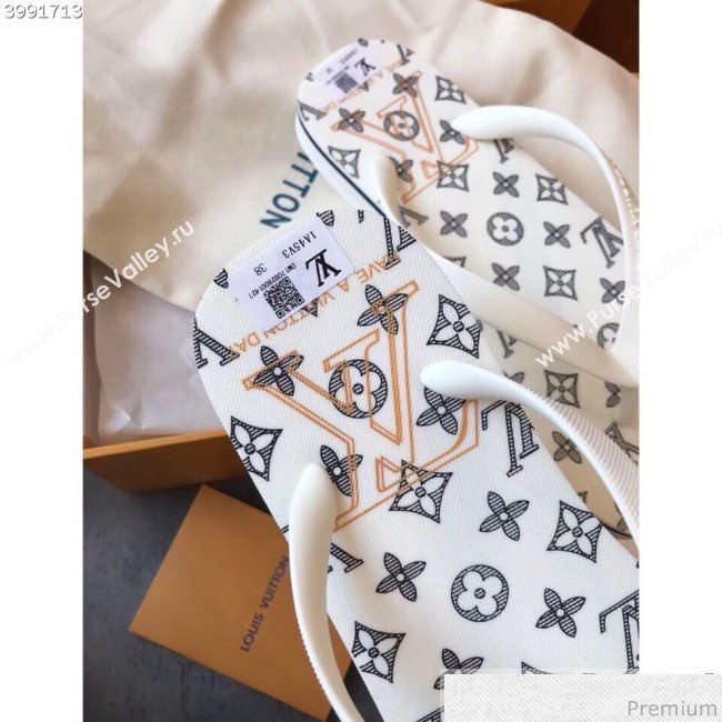 Louis Vuitton Mens Molitor Thong Sandals on Monogram Insock 1A45V3 White/Black 2019 (EM-9030924)