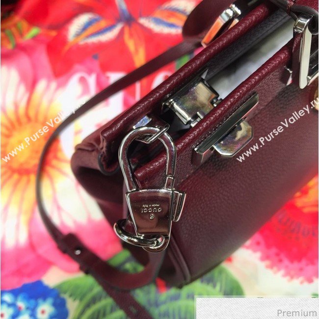 Gucci Zumi Grainy Leather Medium Top Handle Bag ‎564714 Burgundy 2019 (JM-9041219)