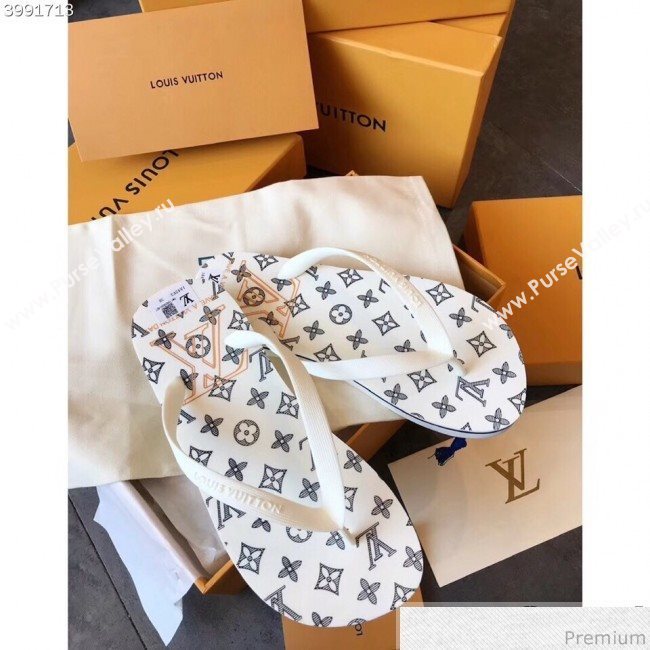 Louis Vuitton Mens Molitor Thong Sandals on Monogram Insock 1A45V3 White/Black 2019 (EM-9030924)